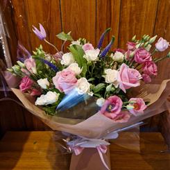 Pink and white handtied 
