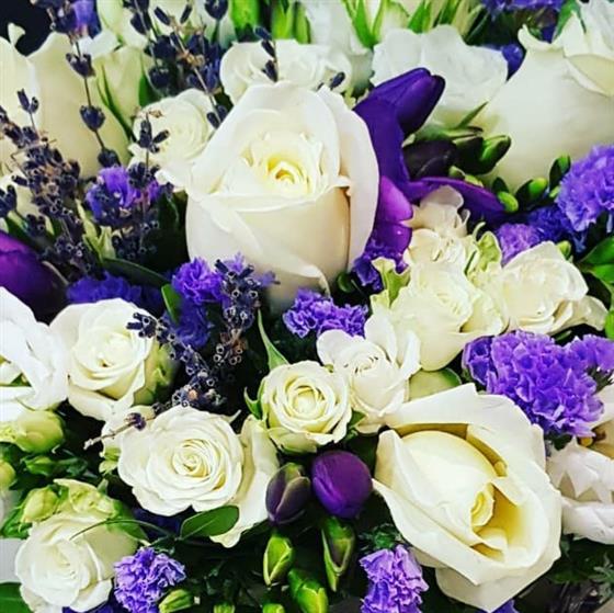 Hatbox blue and white