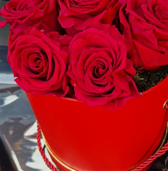 Eternal red roses hatbox